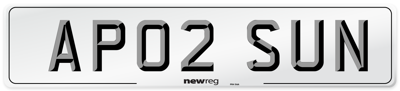 AP02 SUN Number Plate from New Reg